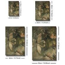 1 幅无框仿古天鹅湖复古乡村海报浪漫忧郁深色墙壁艺术帆布印刷简约农舍小屋风格装饰复古绘画适合情侣、情侣、公寓、客厅、卧室、现代家居装饰 - 彩色 - 查看 8