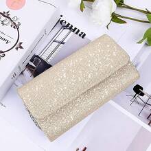 REKOBON Bolso de Noche Carteras de Embrague para Mujer, Bolso de Noche de con Purpurina con Cadena, Bolsos Cruzados de con Sobre de Hombro para Mujer Brillante - Champán - Ver 7