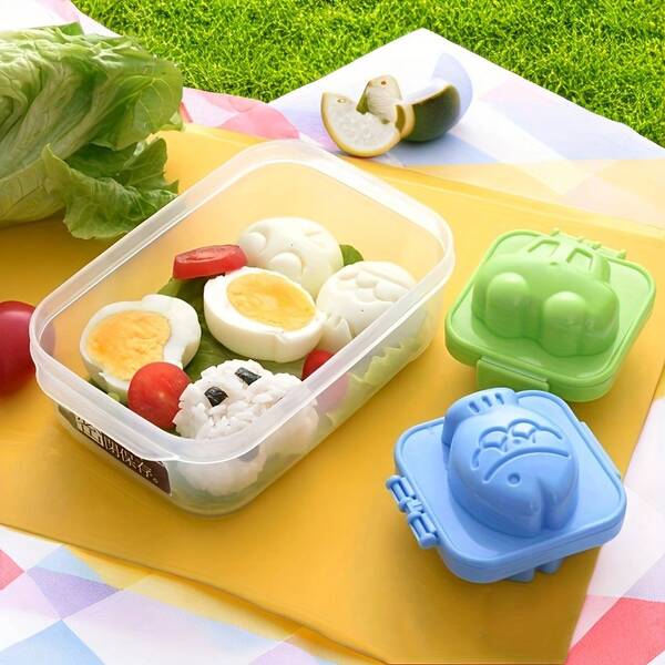 1/6pcs Egg Rice Mold, Cute Egg Mold, Egg Mold Fish Car Heart Shaped Egg Shaper Hard Boiled Egg Former DIY Hard Boiled Egg Forming Tool Kitchen Lunch Box Accessories For Making Eggs And Sushi (Random Colors), Cartoon Boiled Egg Molds - Perfect For Filling & Decorating Lunch Boxes, Lunch Box Model, Outdoor Dining Tools