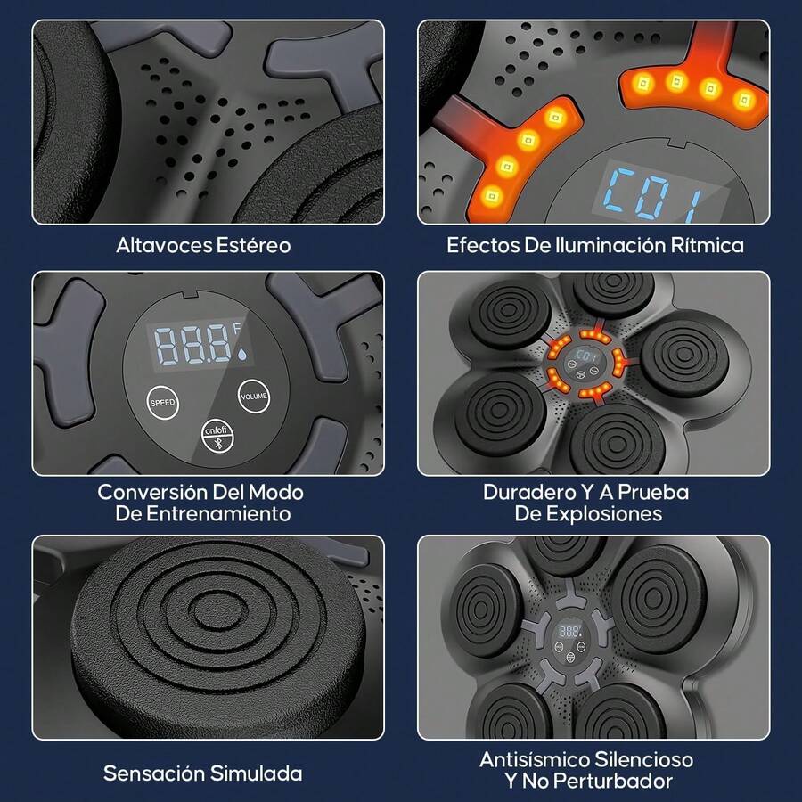 Máquina de Boxeo con Música Bluetooth Inteligente, Recargable de Equipo de Boxeo, Velocidad de Práctica Ajustable, Volumen Ajustable, Puede soportar 400 kg de Golpes, con 2 Pares de Guante - 1 - Ver 1