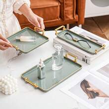 1 pièce Set de plateaux alimentaires à bordure dorée/argentée, en matériau PS, convient pour l'affichage et le stockage du pain, des pâtisseries, des fruits, des collations, des desserts, idéal pour les fêtes et les jours fériés