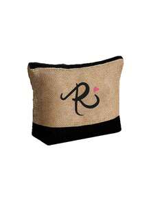 字母帆布手提袋套装，包含化妆包、洗漱包、钱包和个性化礼品袋，时尚休闲单肩包，适合婚礼、生日、海滩、度假、节日、上学等场合，是送给女性、妈妈、老师和朋友的绝佳礼物。 - 彩色 - 查看 45