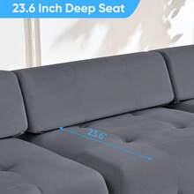 Puremind Modular Sectional Sofa With Ottoman,100inch 3-Seater Sofa Couch With Ottoman,Velvet L Shaped Couch For Living Room - Màu xám đen - Xem 9