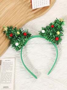 1 pieza Diadema de árbol de Navidad con lentejuelas - Diadema de plástico linda para fiestas navideñas, disfraces, decoraciones y accesorios para el cabello - Sin plumas, diadema navideña con copos de nieve y nudo para mujer, adecuada para uso diario y festividades navideñas, banda para el cabello, maquillaje, aro para el cabello, accesorios para el cabello - Multicolor - Ver 7