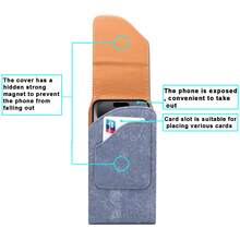 VIETAO VINTAGE 6.5inch 6.7-6.9inch 7.2inch Multisize Denim Print Hanging Belt Waist Faux Leather Mobile Bag Cell Phone Bag With Card Holder Slot