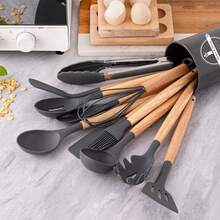 24pcs Kitchen Utensil Set, 24 Piece Cooking Utensils, Silicone Utensils Set With Holder, Heat Resistant Tools Include Spoons Turner Spatula Ladle Tong For Non-Stick Cookware - Dark Grey - View 3