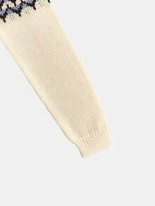 Vintage Boho Stil Rollkragen Jacquard Loose Lässig Pullover