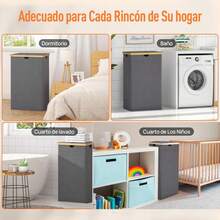 Cesto Para la Ropa con Tapa, 100L Cesto Ropa Sucia con 1 Bolsa Extraíble, Cesto de Almacenamiento de Ropa para Lavar Y Guardar Ropa, Adecuado para Baños, Salas de Estar, Dormitorios, Lavaderos(1 PCS) - Negro - Ver 6