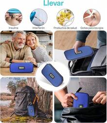 Hielera para Insulina 2 Bolsas de Hielo Portatil,Bolsa Enfriamiento Pantalla de Temperatura,Diabetes Organizer Cooler de Medicamentos,Mantenga Fresca Durante 8-10 Horas,para Viaje y Trabajo Salud (A) - a - Ver 5