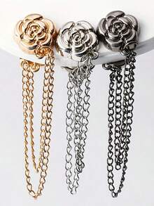 3pcs/Set Adjustable Magnetic Camellia Cuff Clips - Durable Alloy, Detachable Hem Clips, Suitable For T-Shirts, Dresses, Pants, Shorten Oversized Sleeves