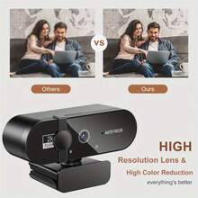 1080P 2K 4K Webcam For PC Web Camera Cam USB Online Webcam With Microphone Autofocus Full Hd 1080P Webcam For Computer - 黑色 - 查看 9