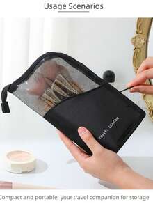 Travel Makeup Bag, 1Pc Large Capacity Lightweight Toiletry Handbag Bath Shower Bag Multifunctional Cosmetic Organizer Cute Handbag Wallet Pouch Case Portable Cosmetics Brush Storage Clutch With Zipper Closure For Lipstick, Brush, Skincare, Mobile Phone, Coin, Small Items, For Home, Travel, Vacation And School Use,Makeup Bag Makeup Pouch Skincare Bag Toiletry Bag Packing Cubes,Travel Essentials Storage Makeup Organizer Makeup Case Makeup Travel Toiletry Organizer Essentials Gifts Storage Zipper Accessories Nail - 黑色 - 查看 5