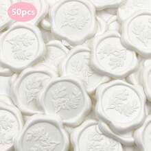 25/50/100Pcs White Eucalyptus/Heart Wax Seal Stickers, Handmade Envelope Seals Self Adhesive Wax Stickers, Eucalyptus Wedding Invitation Envelope Seal Stickers, Perfect For Invitation, Christmas, Gift Wrapping, Party, Wedding Party, Envelope - White - View 13
