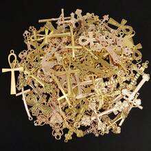 10pcs/20pcs/50pcs Retro Charms For Jewelry Making, Multiple Alloy Material Bright Gold And KC Gold Cross Mixed Pendants,Can Be Used To Make Necklaces, Bracelets, Keychain Pendants, Multiple Random Mixed Shipments - M552 - View 20