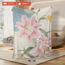 Lily Plant Tapestry Room Decoration Wall Decor Blanket Symbolizing Vitality Ultra-Soft Lightweight Silky Design For Elegant Decor Warm Flannel Blanket For Sofa Bed Travel Camping Polyester Fiber Thoughtful Gift For Family Friends Valentine's Gift Shipped From USA - Nhiều màu 2 - Xem 1