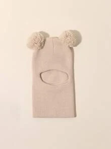 1 件男女通用黑色幼儿无檐小帽，双绒球儿童和婴儿无檐小帽，Y2k 风格，新生儿户外针织帽，温暖冬季帽适合日常通勤 - 彩色 - 查看 27