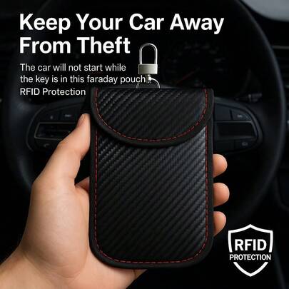 1 Pack Faraday Pouch For Car Keys,Car Key Signal Blocking Bag,Anti-Theft RFID Blocking Key Fob Protector For Car Security