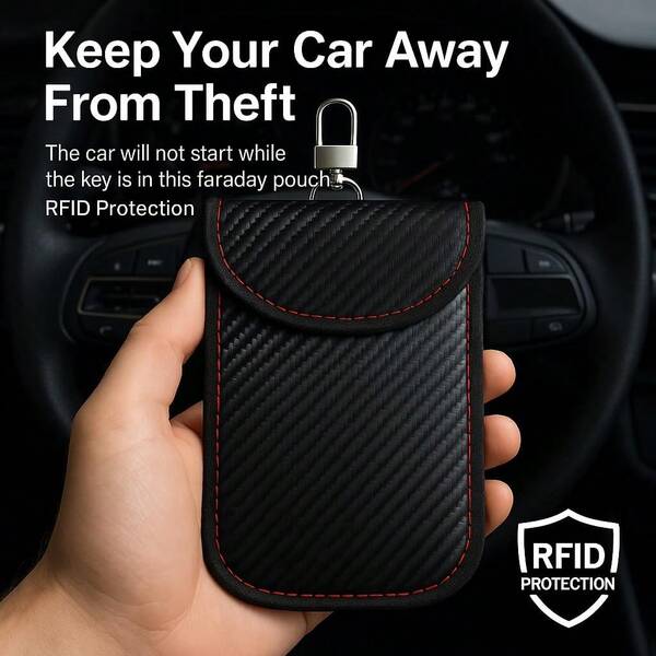 1 Paquete de Bolsa Faraday para llaves de coche, Bolsa bloqueadora de señal de llaves de coche, Protector antirroba RFID para llavero de del coche