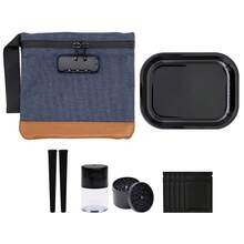 Conjunto de Fumar à Prova de Odor de Tamanho Pequeno, Inclui Trava com Senha, Camadas à Prova d'Água e Resistentes a Odores, Tamanho Compacto, Portátil, Combinação de Recipiente de Armazenamento, Tubo de Abertura, Bandeja e Pequena Bolsa Preta à Prova de Poeira, 3 Conjuntos para Escolher, Adequado para Casa, Festa de Aniversário, Presente de Natal