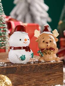 1 طقم ديكور عيد الميلاد - شجرة عيد الميلاد، بابا نويل، رجل الثلج، رنة، مصنوع من المواد الراتنجية، بطراز كرتوني، مناسب لمكتب، خزانة العرض، مطعم، مدفأة، طاولة الطعام وغيرها من مشاهد ديكور المنزل، ديكورات غرفة عيد الميلاد، ديكور الشتاء