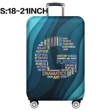 弹性行李箱套旅行箱套，带文字字母印花，适用于 18 至 32 英寸行李保护套，适用于户外旅行商务时尚图形图案，适用于男女旅行配件涤纶行李箱学生返校用品袋，适用于学校配件，行李保护器返校用品大学宿舍学生必备品，适用于男士女士假期旅行必备品户外包，适用于学校配件 - 藍色 - 查看 14