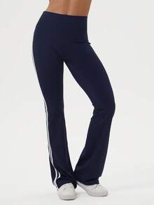 Sodalemon Women's Street Style Patchwork Cargo Yoga Flare Pants - Navy Blue - View 5