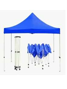 Carpa Toldo Plegable 3x3 Impermeable Y Reforzado  Color Azul Y ROJO - Azul - Ver 1