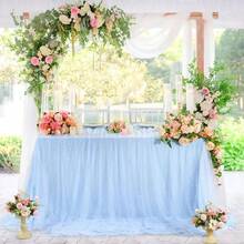 1入浪漫珍珠蕾絲桌布,婚禮拱門裝飾,新娘禮物,提供刺繡,透明防皺白色桌布 - 藍色 - 查看 9