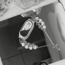 1 pieza Pulsera de mujer con piedra de ojo de gato apta para Xiaomi Mi Band 10/9, rastreador de fitness inteligente 8/7, Band 10/9/8/7, de moda y elegante para el verano - Collar de ojo de gato blanco - Ver 8