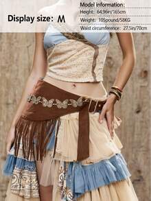 Hershine 1 pezzo Cintura da donna stile western, nuova gonna con frange in vita per autunno/inverno con decorazione rimovibile di catena turchese e farfalla, accessorio di moda minimalista di alta qualità, accessorio per outfit da strada, adatto per uso quotidiano e feste/Ognissanti - Gonna con nappa a farfalla in vita - Visualizzare 3