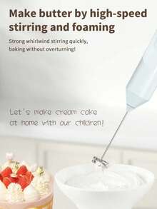 奶泡器、强力手持奶泡器、迷你奶泡器、咖啡搅拌器、适用于咖啡、拿铁、卡布奇诺、抹茶、热巧克力的不锈钢饮料搅拌机、便携式奶泡机、电动无线搅拌机迷你咖啡机