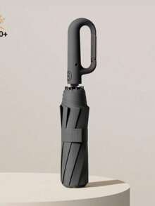 Automatic Folding Umbrella With UPF 50+ Sun Protection - Buckle Ring And Portable For Travel - Black - View 1