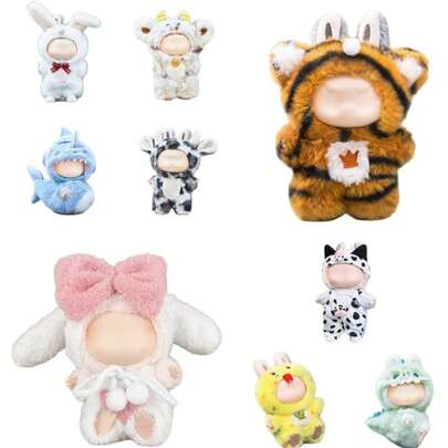 （仅娃娃衣服）全新 1 套 15-17 厘米悬挂恐龙、鲨鱼、绵羊、老虎、老鼠、猪、大象、牛、兔子、蛇、龙、牛毛绒娃娃娃娃衣服替换装，可爱动物有趣新奇服装适用于 娃娃派对装饰