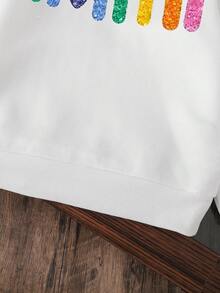 Moletom com capuz quente com estampa de arco-íris para meninas