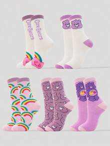 CARE BEARS 3/5 双  心形熊袜子，可爱心形熊中筒袜，适合日常穿着、节日、生日和其他场合 - 彩色 - 查看 15