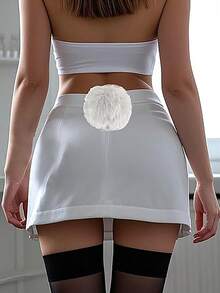 1PC Rabbit Costume Props - Beautiful And Adorable Role-Playing Costumes, Flexible Gothic Style Lolita Style Rabbit Tail Plush Ball Decoration Props, Festival Costume Props, Easter Costume Props, Valentine's Day Atmosphere Props, Halloween