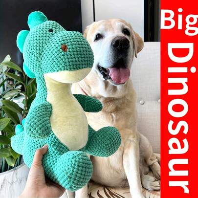 Interactive Plush Dinosaur Dog Toy - Chew-Resistant Squeaker Toy For Medium Breeds