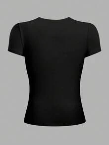 Camiseta playera gráfica dama mujer manga corta cuello redondo casual cómoda fresca ligera moderna juvenil corte regular estampado halloween dia de muertos pug perro perrito dog lover calavera - Negro - Ver 2