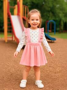 CASUAL POLKA DRESS SET - Baby Pink - View 1