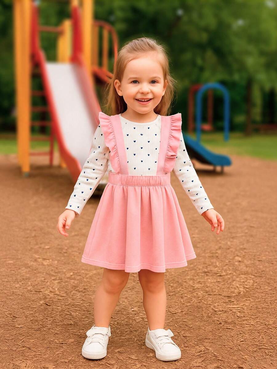 CASUAL POLKA DRESS SET - Baby Pink - View 1
