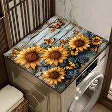 1pc Vibrant Floral Washing Machine Cover Mat - Quick-Dry, Absorbent, Non-Slip Decorative Laundry Room Mat For Top Of Washer/Dryer, Laundry Room Mat | Decorative Laundry Mat | Quick Dry Mat, Laundry Room Decor