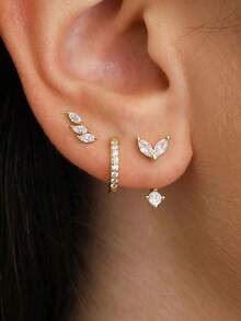 HOTNICE Only Sold As A Set Of 3 Pieces Earrings For Single Ear Quantity, Suitable For Porous Delicate Earrings, Huggie Women's Small Ring Earrings, Fashionable And Cute Sensitive Earring Stacking