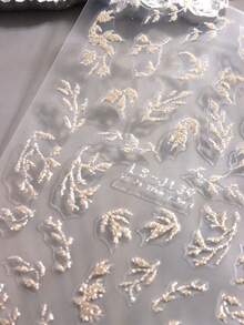 2片浅金色叶子亮片美甲贴纸，中国风柳叶3D美甲图案，魅力美甲装饰，自粘美甲贴纸，适用于DIY美甲沙龙、女性美甲用品等。 - 金色 - 查看 6