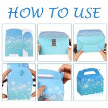 Christmas Snowflake Tote Bag Christmas Snowflakes Cookie Treat Boxes,12 Pack Cardboard Gable Gift Boxes Blue & White Winter Holiday Theme - For Frozen Theme Birthday Party Baby Shower Favor-432326 - Bleu azur - Voir 4