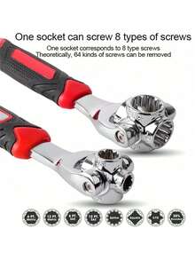 HALMAN Llave de tubo universal 52 en 1, mango antideslizante de 8-19 mm y diseño de hueso giratorio, juego de llaves de tubo multifuncionales mejoradas, herramienta de llave de doble extremo ajustable universal con imán, herramienta de llave multifuncional, cabezal giratorio de 360 ​​grados, llave universal con cabezal magnético, tornillos adsorbibles, llave métrica, llave imperial, herramientas de acero inoxidable para el hogar o el automóvil, herramientas de reparación, artículos para el hogar, accesorios de garaje, herramientas de llave para el hogar, bicicletas, reparación de automóviles - Rojo - Ver 6