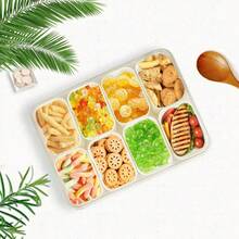 Snackle Box Container,Portable Snack Box 8 Compartment Divided Serving Tray With Lid And Handle,Clear Storage Organizer For Fruit Candy Nuts Veggie-Perfect For Road Travel Party(1 Pack) - Clear - View 7