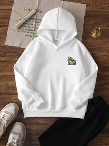 Áo nỉ chui đầu in họa tiết dành cho bé trai tuổi teen, giữ ấm tốt, thích hợp cho mùa thu/đông - Áo nỉ vui nhộn và đầy màu sắc khơi gợi trí tưởng tượng. - trắng - Xem 6