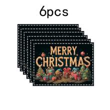 1 buc/4 buc/6 buc/100 buc Covorașe imprimate pentru cadouri de Crăciun, Covorașe termoizolante, Potrivite pentru decorarea casei, mese de sărbători, decorarea bucătăriei și a petrecerilor, Covorașe pentru petreceri, Pot fi oferite cadouri de Crăciun