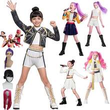 Kids Girls K-Pop Demon Hunters Costume Rumi Mira Zoey Cosplay Fancy Dress Outfit  UK