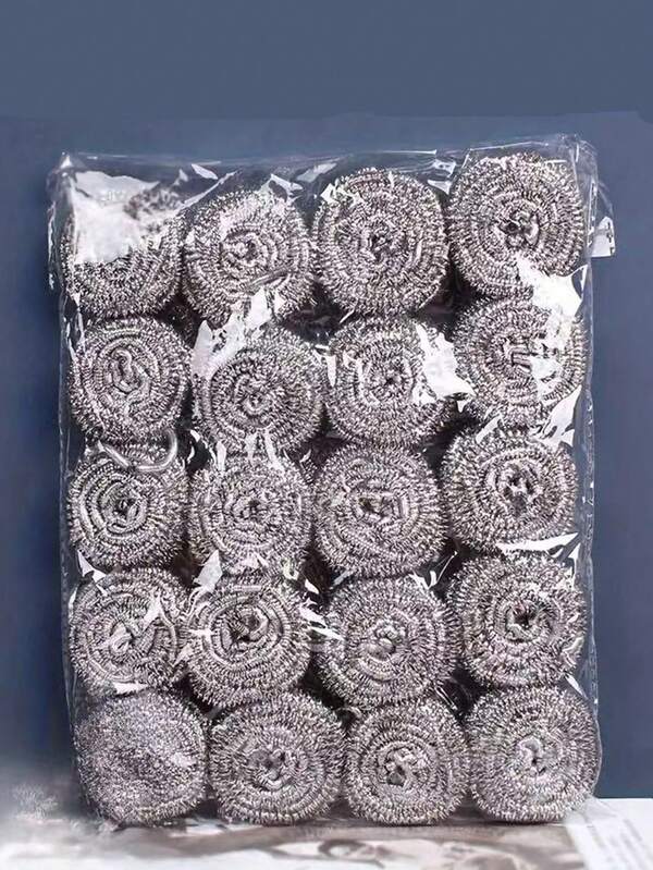 Stainless Steel Cleaning Sponge - Multipurpose Non-Electric Cleaning Brush, Suitable For Kitchen, Bathroom, Living Room - Sturdy Copper Fiber Decontaminator For Pots, Bowls And Surfaces, Suitable For Home, Christmas, Halloween, Mother's Day, Valentine's Day, Dorm, Office And Outdoor Use, Winter Gift, Couple Gift, Household, School, Student, Dorm Life, Camping, Travel